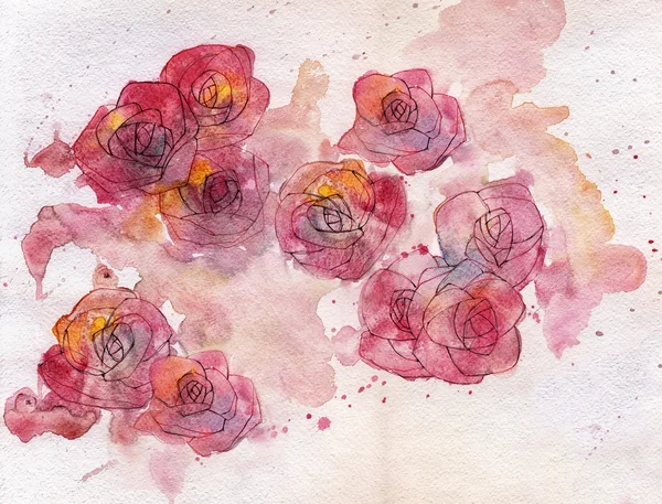Abstract roses watercolor background