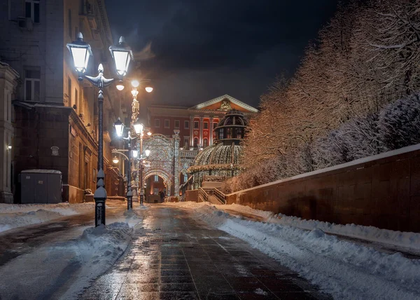 Dom Gubernatora Generalnego Budynek Burmistrza Moskwy Nocy Dekoracji Świątecznej Moskwa — Zdjęcie stockowe