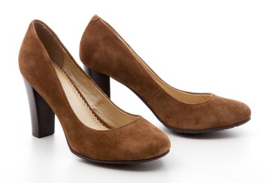 kahverengi, beyaz bir arka planda kadın ayakkabı