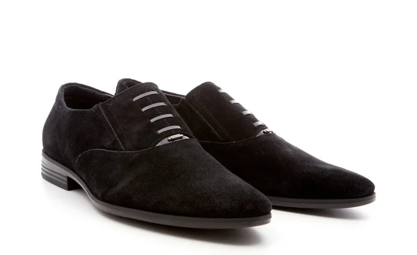 Noir, chaussures homme sur fond blanc — Photo