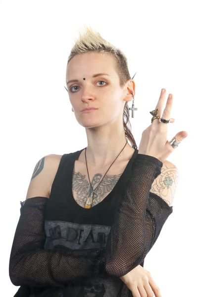 Tough girl with tattoo — Stock Photo, Image