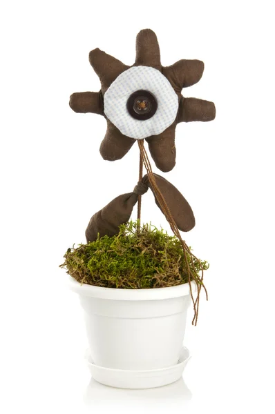 Handmade flower in pot — Stock Photo, Image