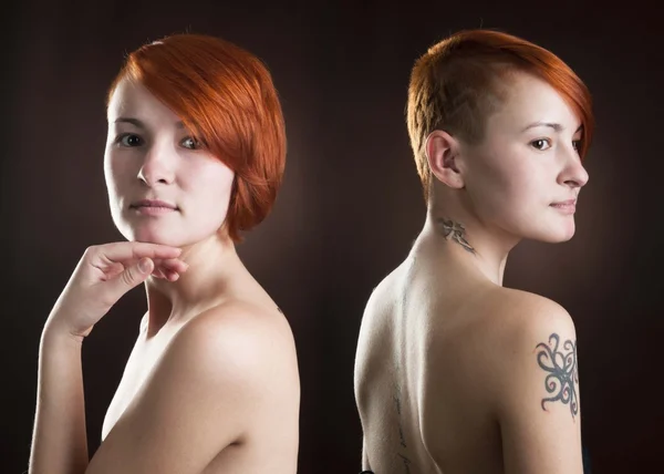 Vrouw met kort rood haar — Stockfoto