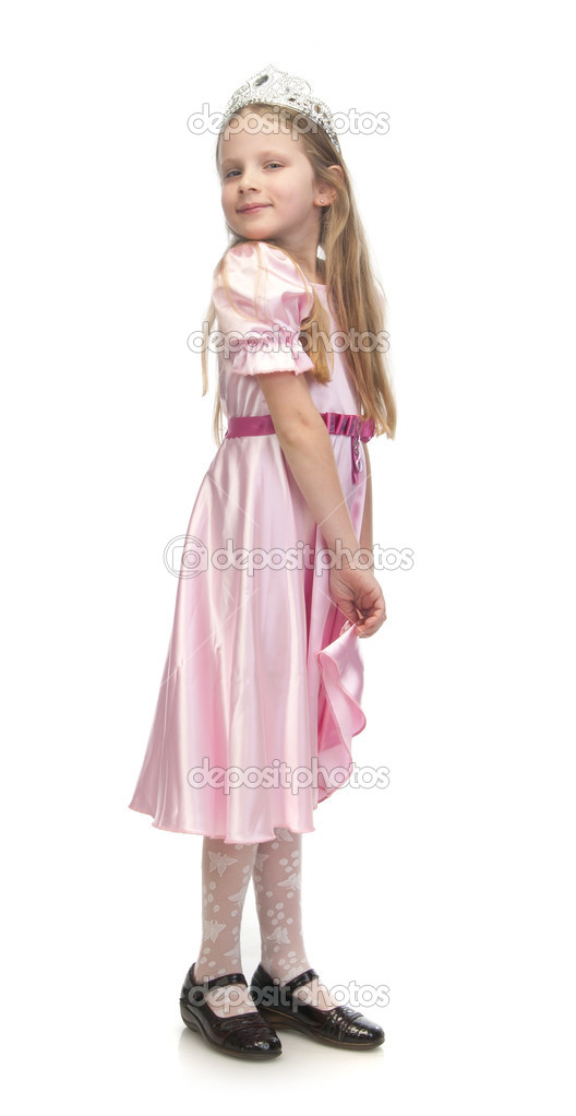 Little cute girl in pink dress