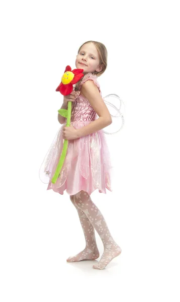 Little cute girl in pink dress — Stock Photo, Image