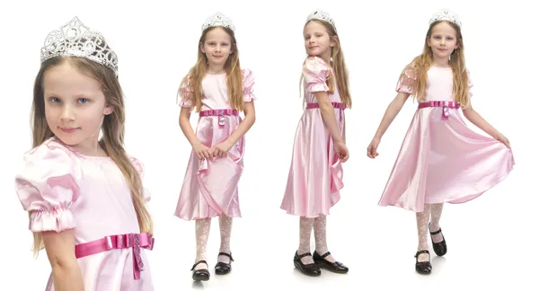 Liten söt flicka i rosa klänning — Stockfoto