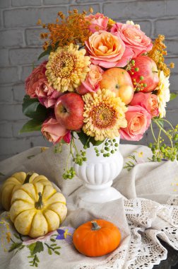 Kabak retro tarzı ile sonbahar natürmort