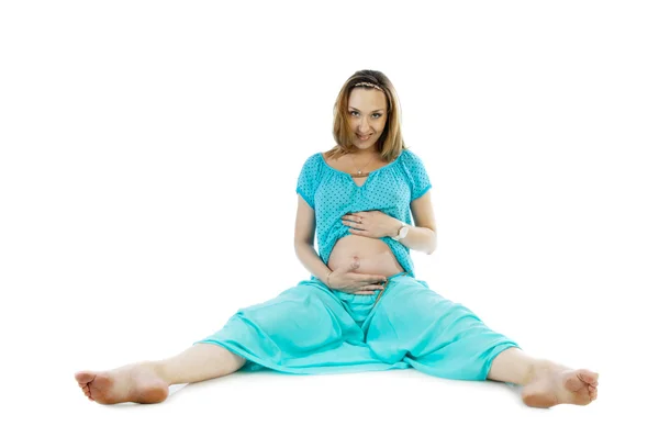 Mulher grávida deitada — Fotografia de Stock