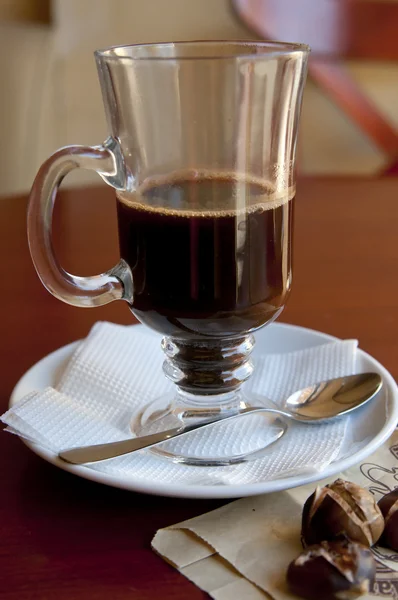 Μαύρο καφέ στο ποτήρι — Φωτογραφία Αρχείου