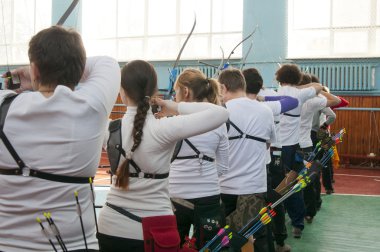 Kiev, Ukrayna, 8 Mart 2012: okçuluk yarışması, 8 Mart 2012, kiev, Ukrayna