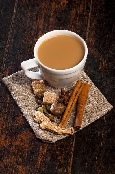 Masala tea with spices — Stock Photo, Image