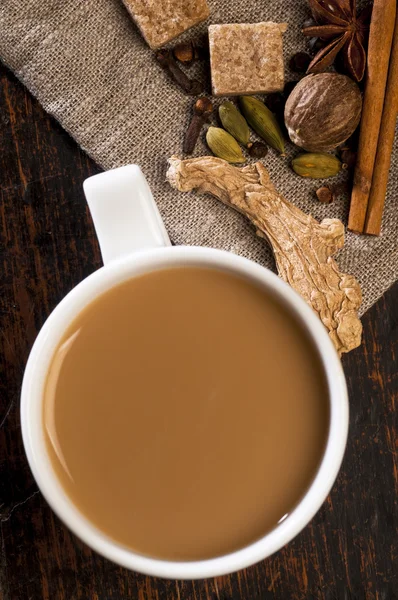 Chá de masala com especiarias — Fotografia de Stock