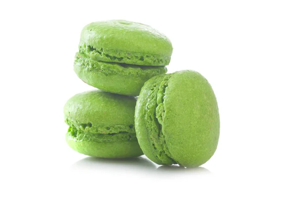 Three green French macarons — Stock Photo, Image