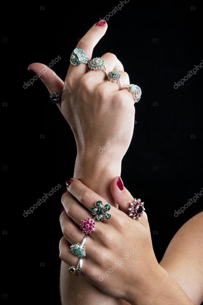 Silver rings with different gem stones — Stock Photo © nanka-photo