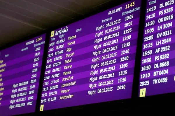 Információs tábla a repülőtér Kiev Boryspil — Stock Fotó