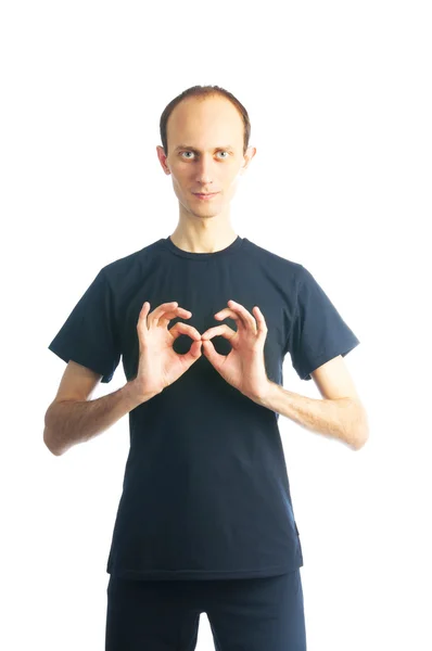 Man makes padma mudra gesture — Stock Photo, Image