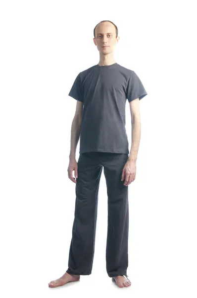 Slim man in black t-shirt — Stock Photo, Image