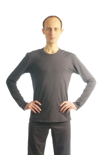 Thin man on black shirt — Stock Photo, Image