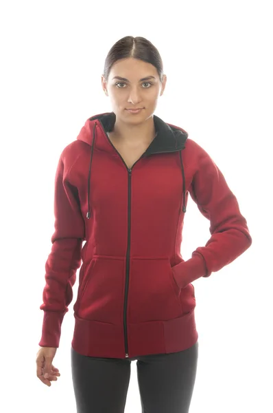 Indian woman in red sweatshirt — 图库照片