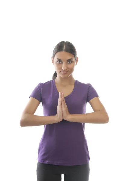 Indian Lady Greeting — Stock Photo, Image