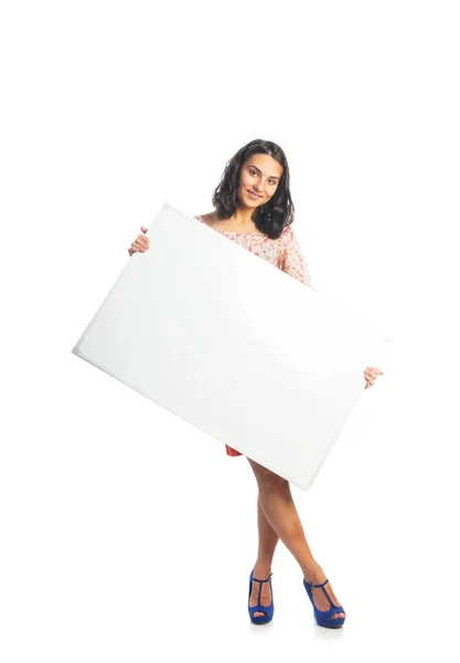 Cute woman with empty board Royalty Free Stock Images