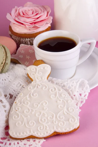 Šálek kávy, bisquit a muffin — Stock fotografie