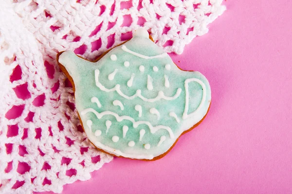 Teapot blue biscuit — Stock Photo, Image