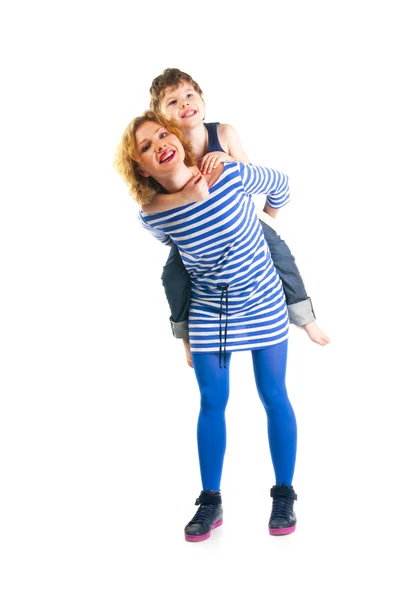 Happy mother and her son having fun — Stock Photo, Image