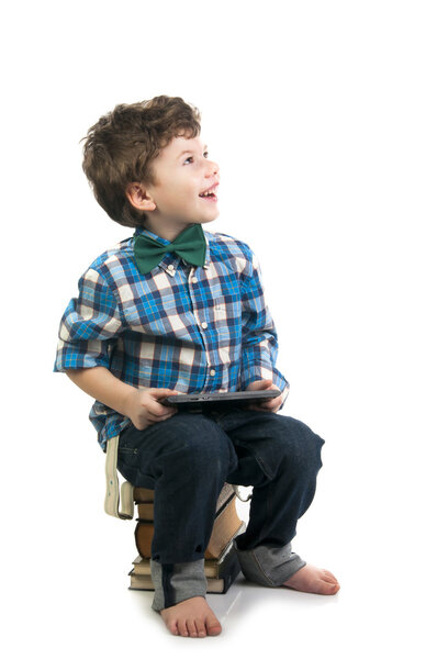 Happy boy with tablet computer