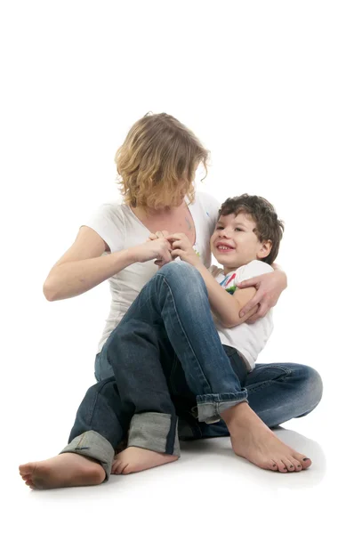 Happy mother with son having fun — Stock Photo, Image