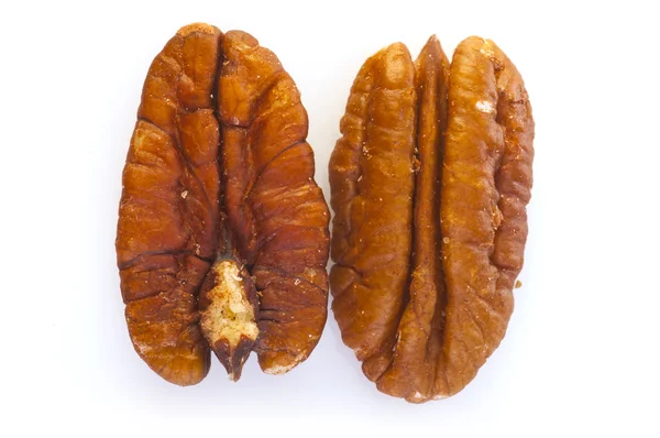 Due noci pecan — Foto Stock