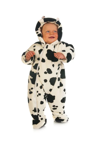 Baby girl in cow costume — Stock Photo, Image