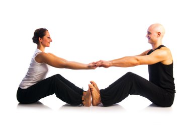 Çift paschimottanasana poz
