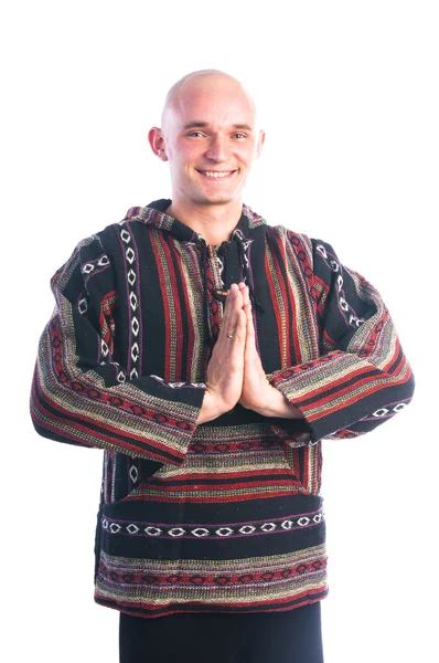 Homme faisant geste Namaste mudra — Photo