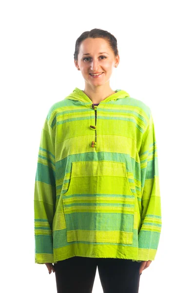 Kvinna i ljusa sport hoody — Stockfoto