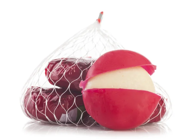 Babybel cheese in red wex — Stock Photo, Image