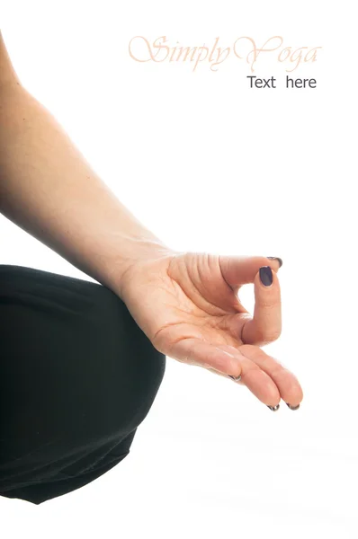 Vrouw weergegeven: ohm mudra gebaar — Stockfoto