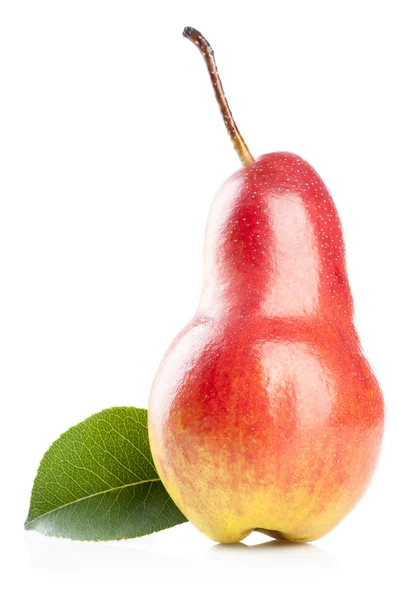 Pear with green leaf — Stock Photo, Image