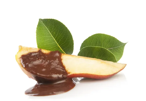 Gourmet pear with chocolate — Stock Photo, Image