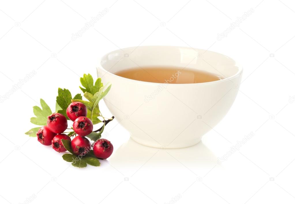 Herbal medicine: Hawthorn tea in cup