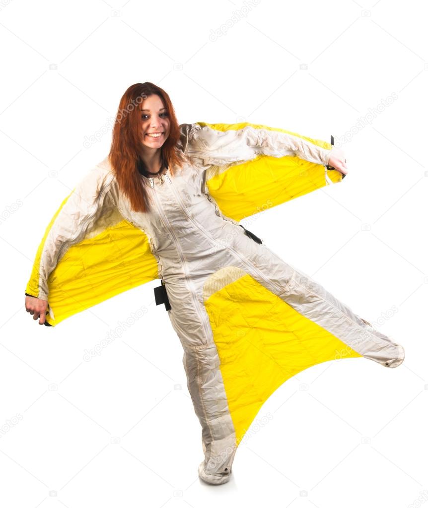 Smiling woman in wingsuit Stock Photo by ©nankaphoto 33170297