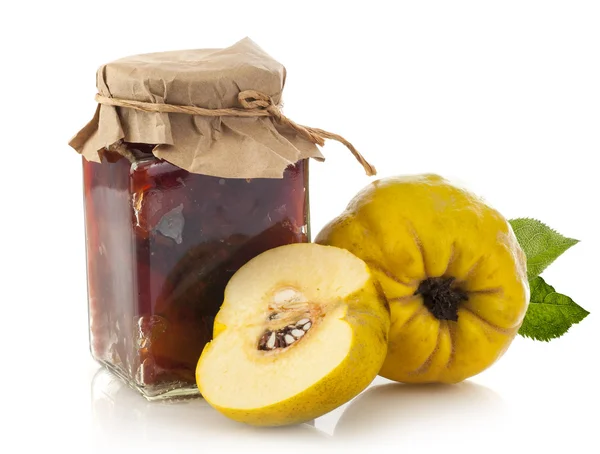 Jar of quince jam — Stock Photo, Image