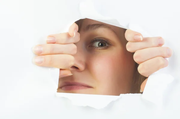 Mujer joven curiosa — Foto de Stock