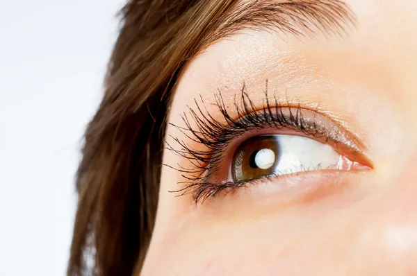 Close-Up kadın kahverengi göz — Stok fotoğraf