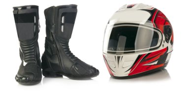 Motorcycle helmet and leather boots clipart