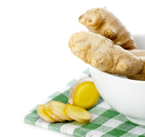 Gember in de witte kom — Stockfoto