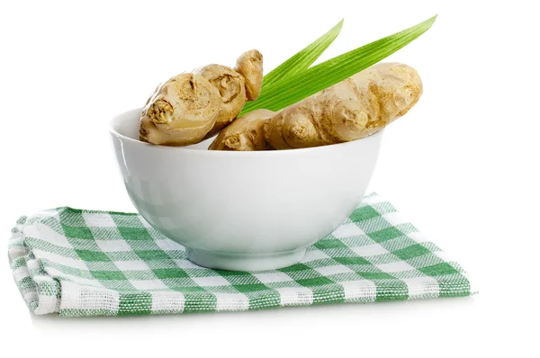 Ginger roots in the bowl — Stock Photo, Image