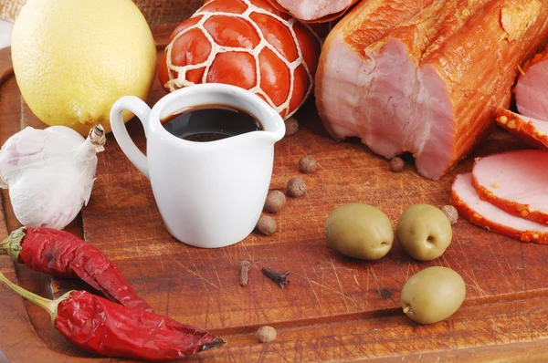 Ham with spices and soy sauce — Stock Photo, Image