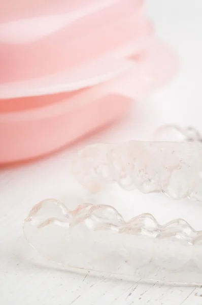 Individual tooth tray with plastic box — Stock Photo, Image