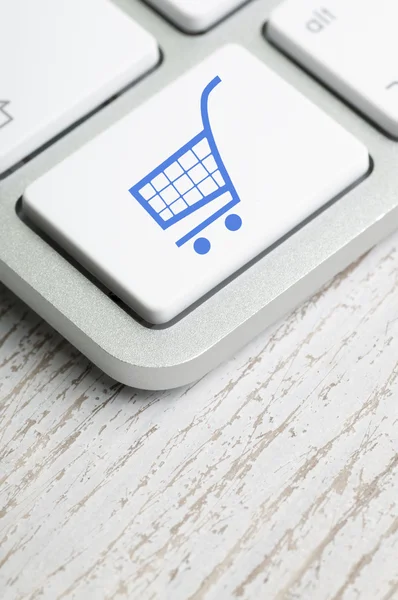 Blue Sale Cart Key on Computer Keyboard — Stock Photo, Image